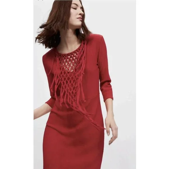 zara red crochet dress Zara crocheted dress S (4-6) New